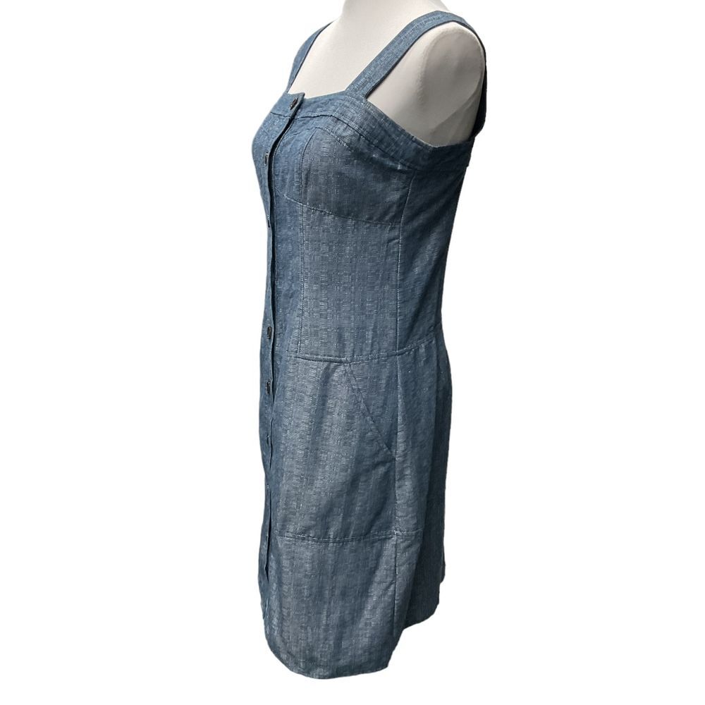 Derek Lam Chambray Denim Button Front Tank Dress Size 8 Blue Sleeveless - Picture 4 of 15